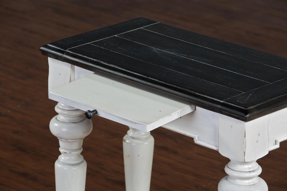 White Dark Brown Wood Chair Side Table Y52039
