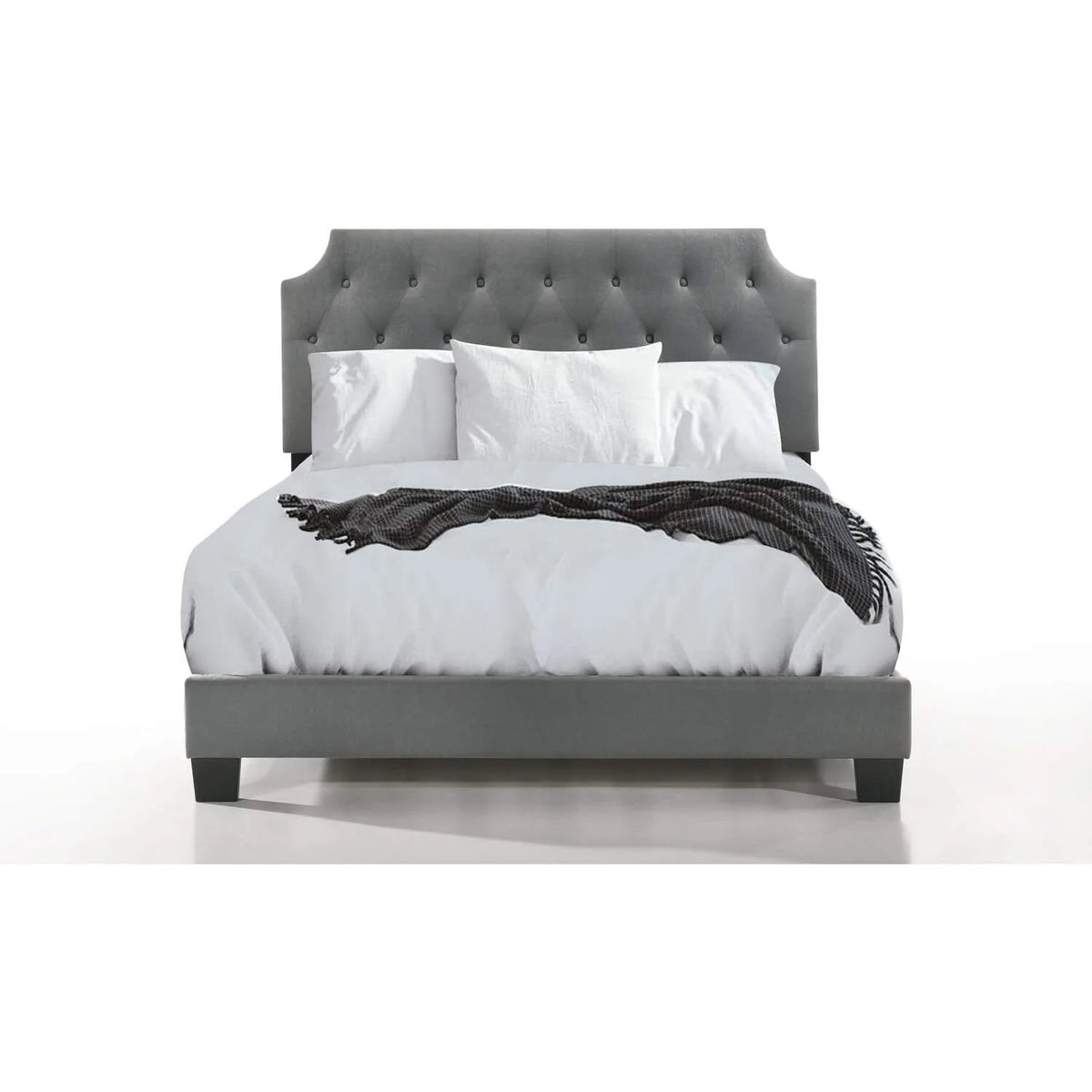 Grey Velvet Twin Size Bed with USB S13014