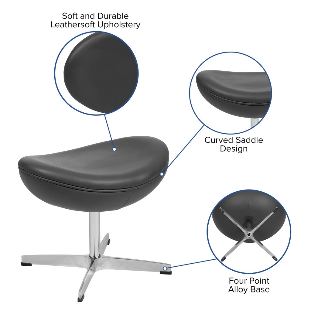Gray LeatherSoft Saddle Wing Ottoman F157
