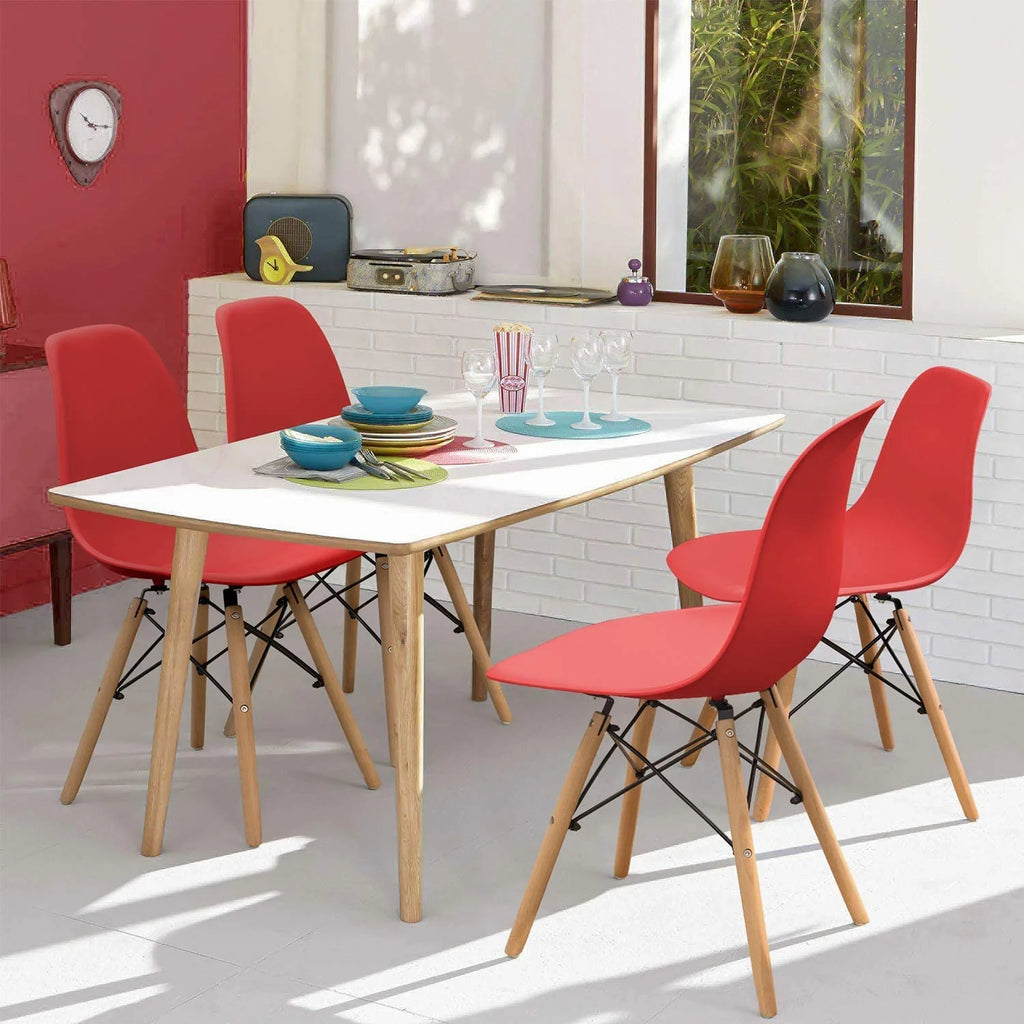 Red Plastic Dining Chair Set of 4 L9953