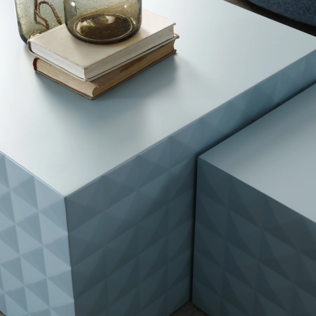 Blue Set of 2 Square Nesting Coffee Table U430