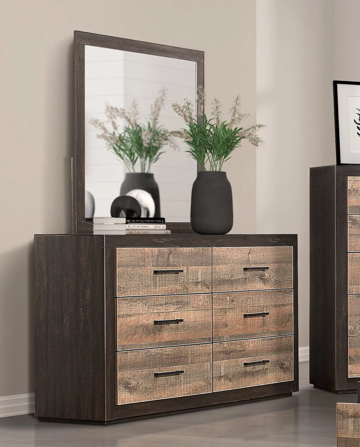 6 Drawer Two-Tone Wood Dresser C54031