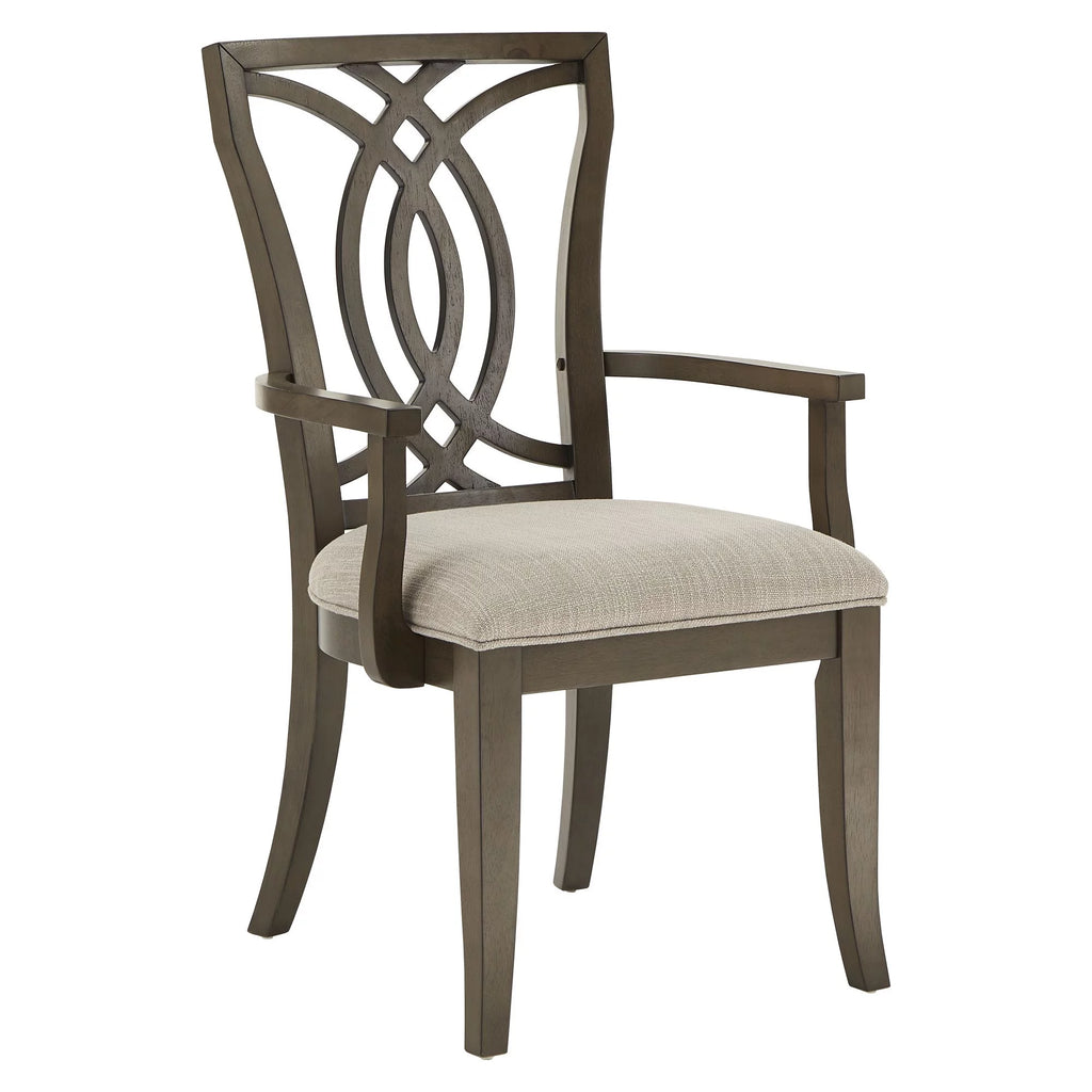 Beige Fabric Dark Walnut Wood Upholstered Dining Chairs Set of 2 A462712