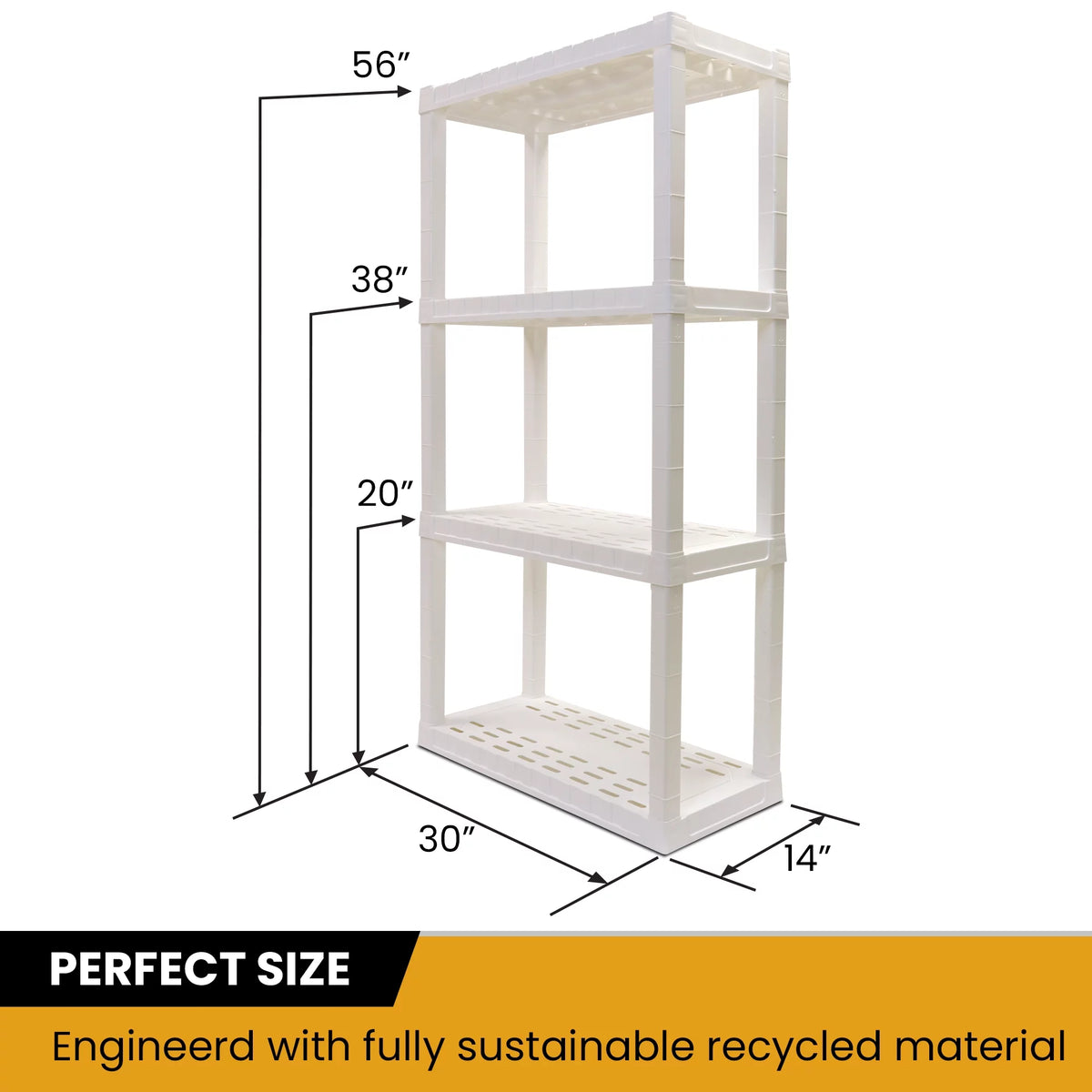 White 4 Shelf Plastic Storage Shelving Unit Pack of 2 X811999