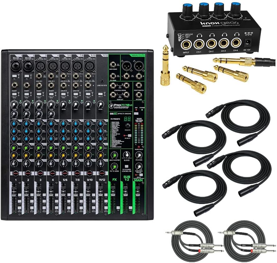 12-Channel Mixer with Headphone Amp, 4 XLR Cables, and 2 Breakout Cables B26913