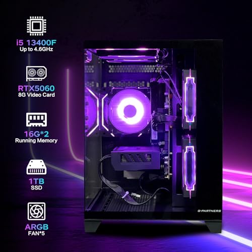 Intel Core i5 13400F RTX 5060 8G 32GB DDR4 RAM 1TB SSD ARGB Fan Gaming Desktop Computer Z139723