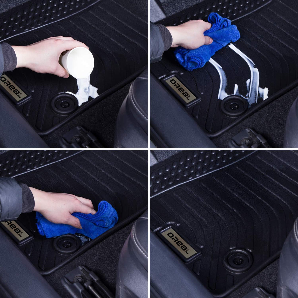 Black Floor Mats Liners for Ford Fusion / Lincoln MKZ 2017 2018 2019 2020 Heavy Duty All Weather Front and Rear Car Carpet P570201