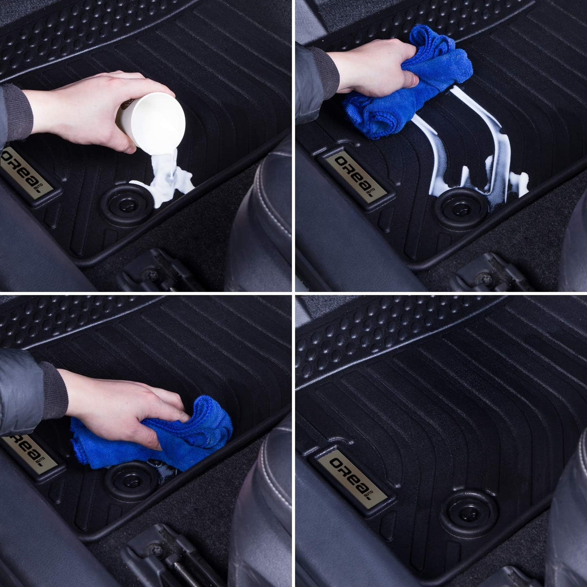 Black Floor Mats Liners for Ford Fusion / Lincoln MKZ 2017 2018 2019 2020 Heavy Duty All Weather Front and Rear Car Carpet P570201