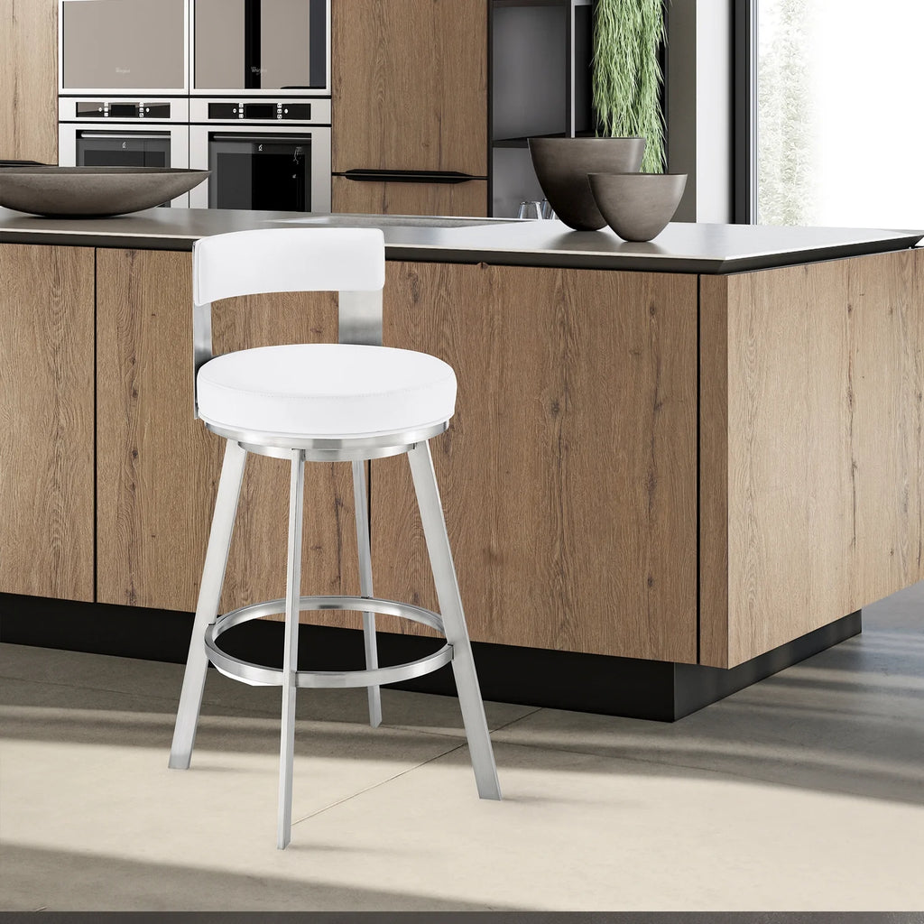 Swivel Faux Leather/Metal Counter Stool in Black/Chrome U5139