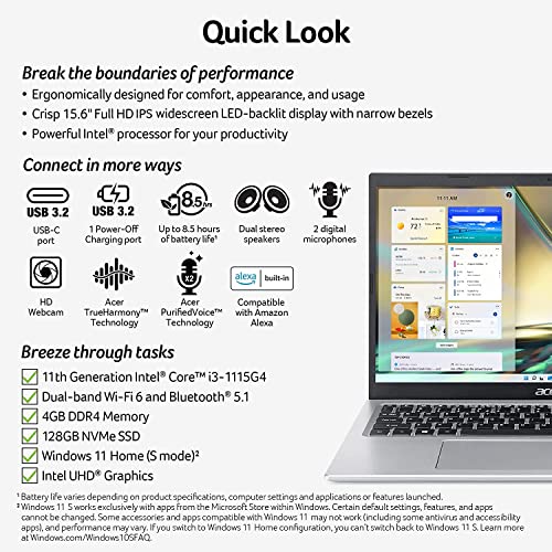 15.6" FHD Slim Laptop, 11th Gen Intel Core i3, 20GB RAM, 512GB NVMe SSD, Windows 11 S (Renewed) S363513