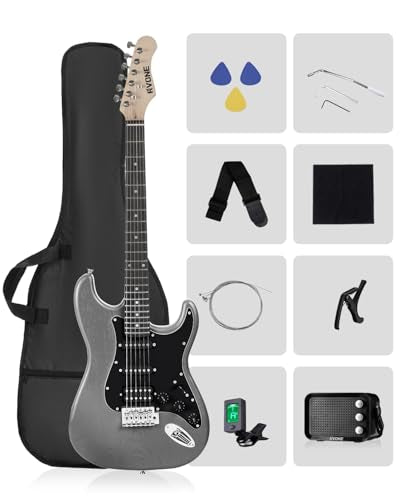 39" Beginner Electric Guitar Kit with Amp & HSS Pickups Black R189