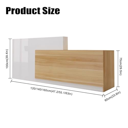 Wood Grain L-shaped Reception Desk with Lockable Drawer Y429947