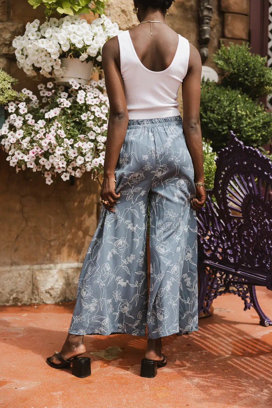 Floral Pants in Blue Q6010