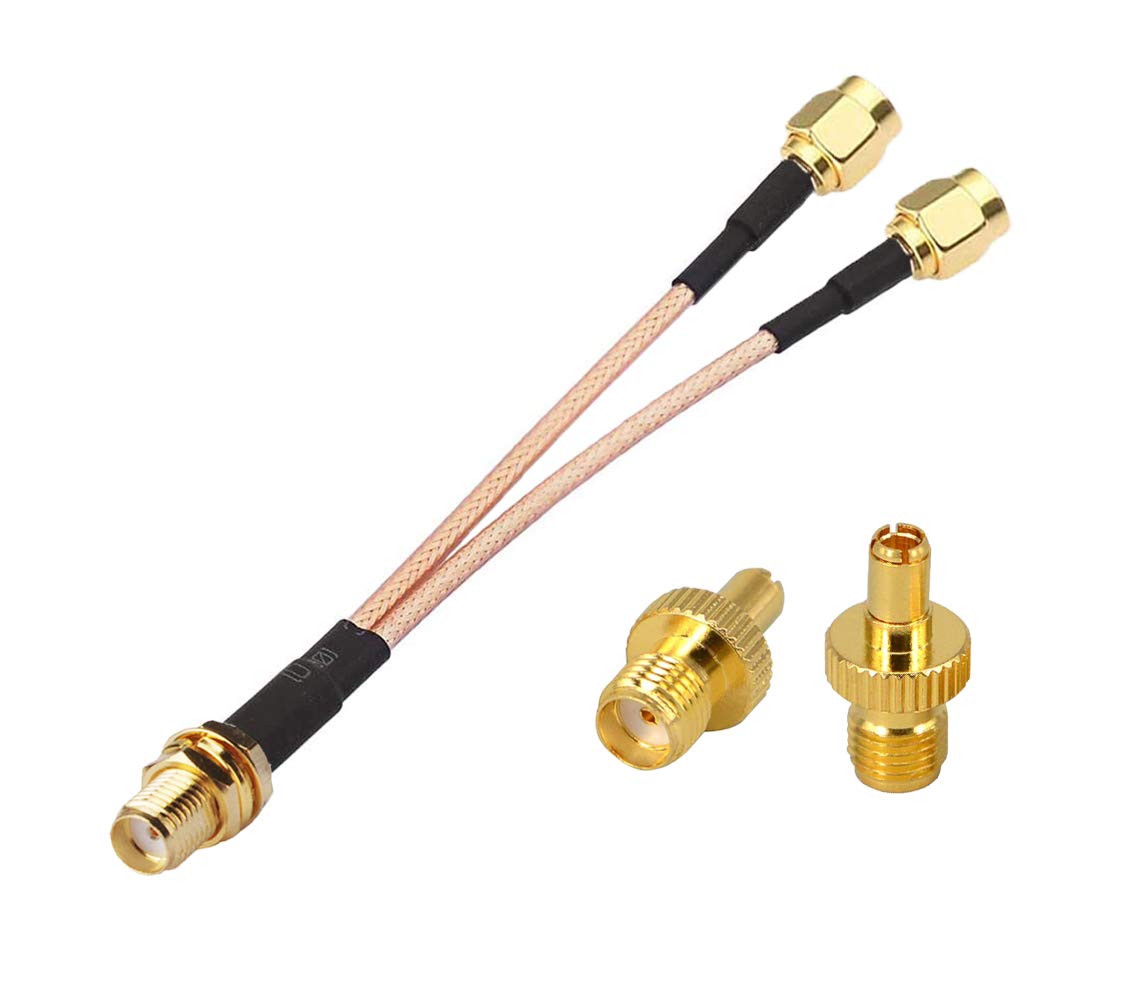 SMA Female to Dual SMA Male Cable Splitter Combiner 6-inch +2pcs SMA Female to TS9 Male Adapter B676