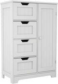 White Freestanding Bathroom Storage Cabinet with 4 Drawers and 1 Door G97092