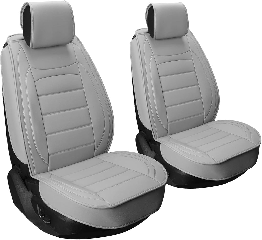 Gray 2Pcs Waterproof Leather Car Seat Covers W72923