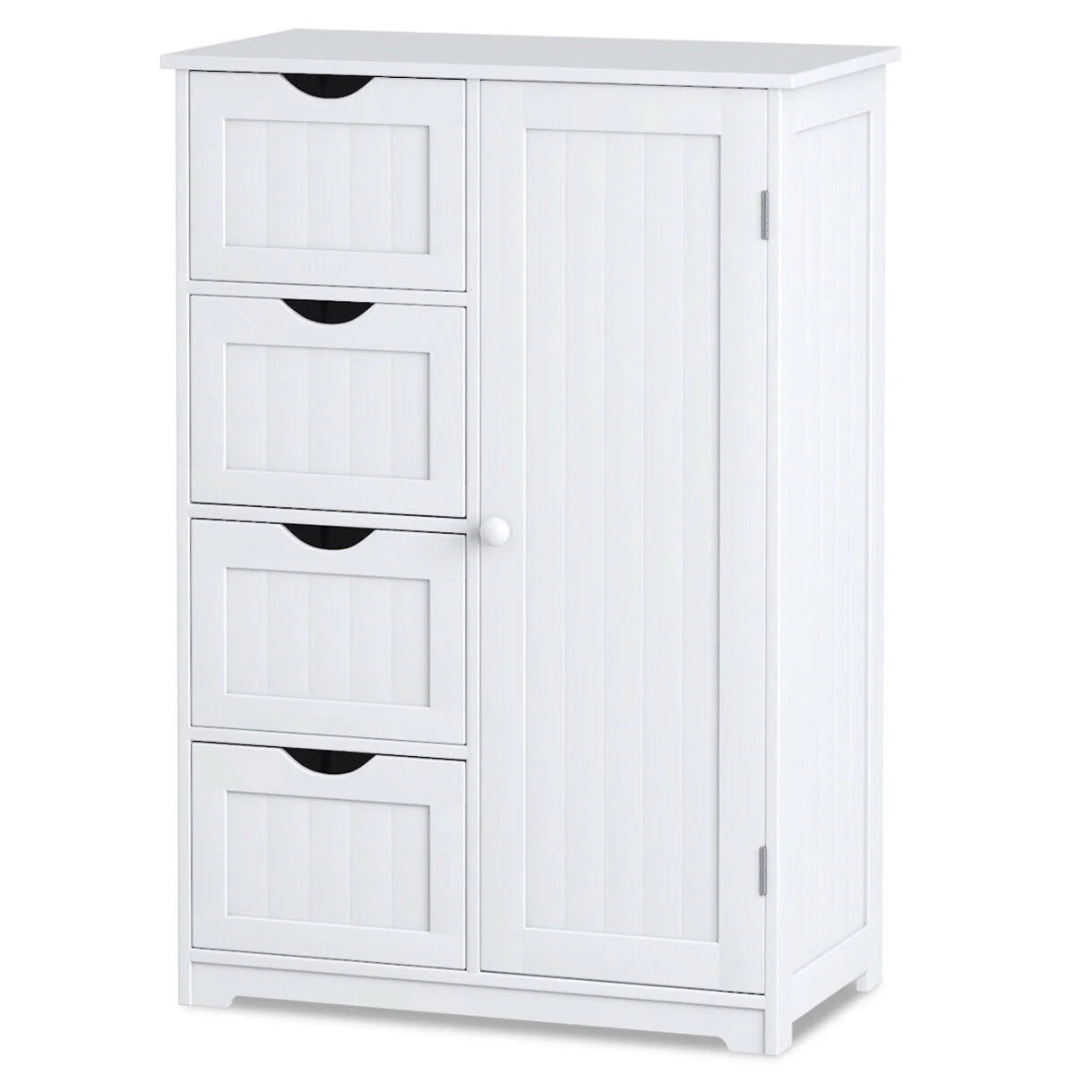 White 4 Drawer Wooden Bathroom Cabinet B8554