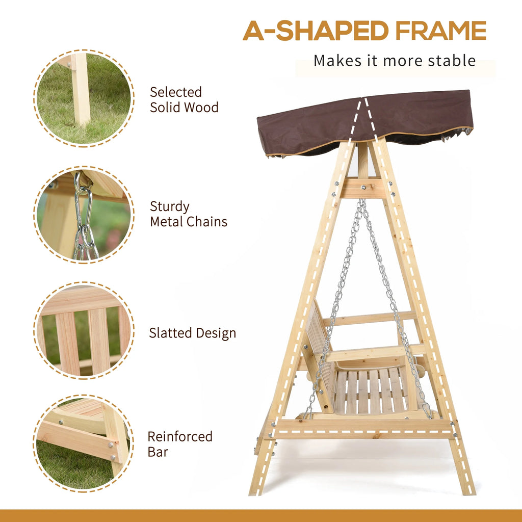 2-Person Outdoor Porch Swing with Wooden Stand X8201
