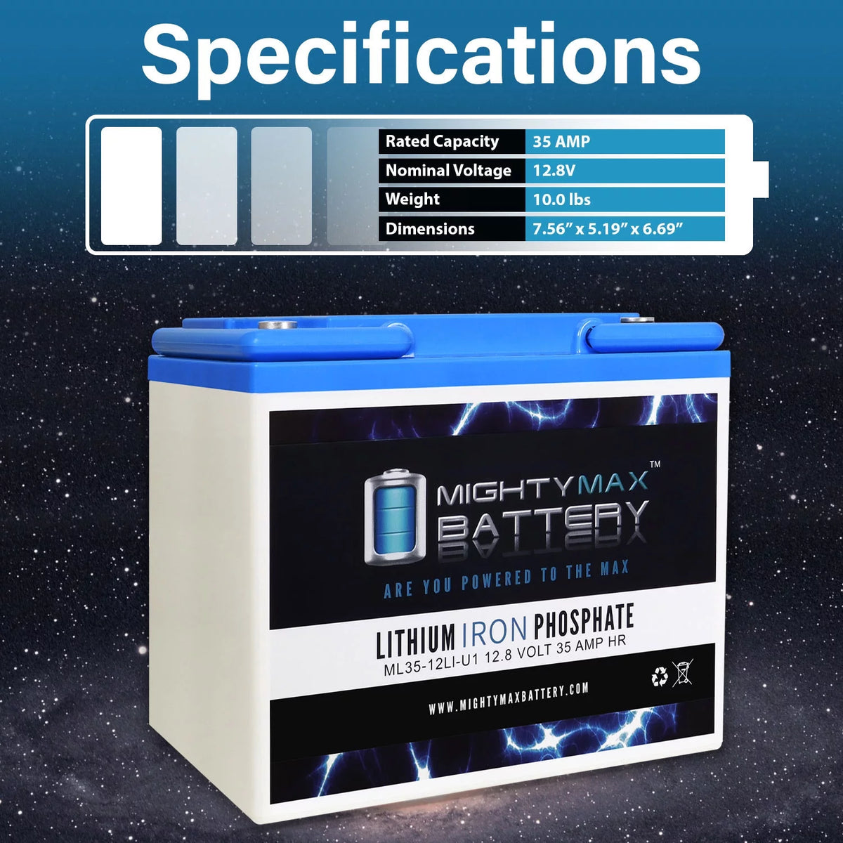 12V 35AH U1 Lithium Replacement Battery 4 Pack Y54799
