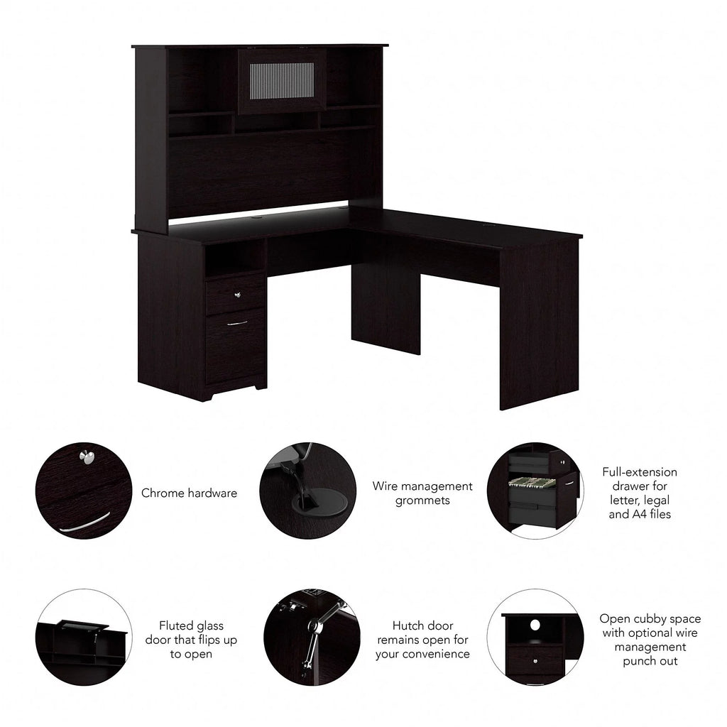 L Shaped Computer Desk with Hutch A25895