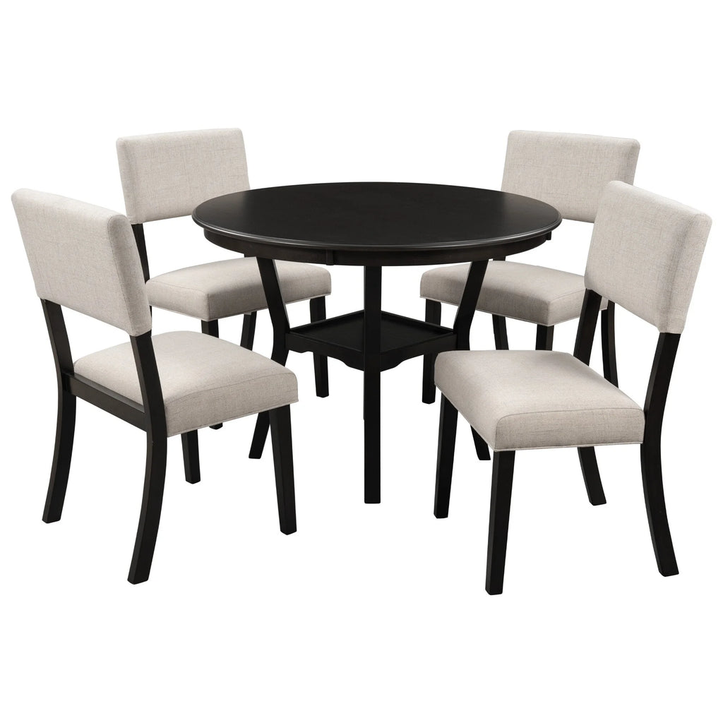 Espresso Round Dining Table Set with 4 Chairs R4644