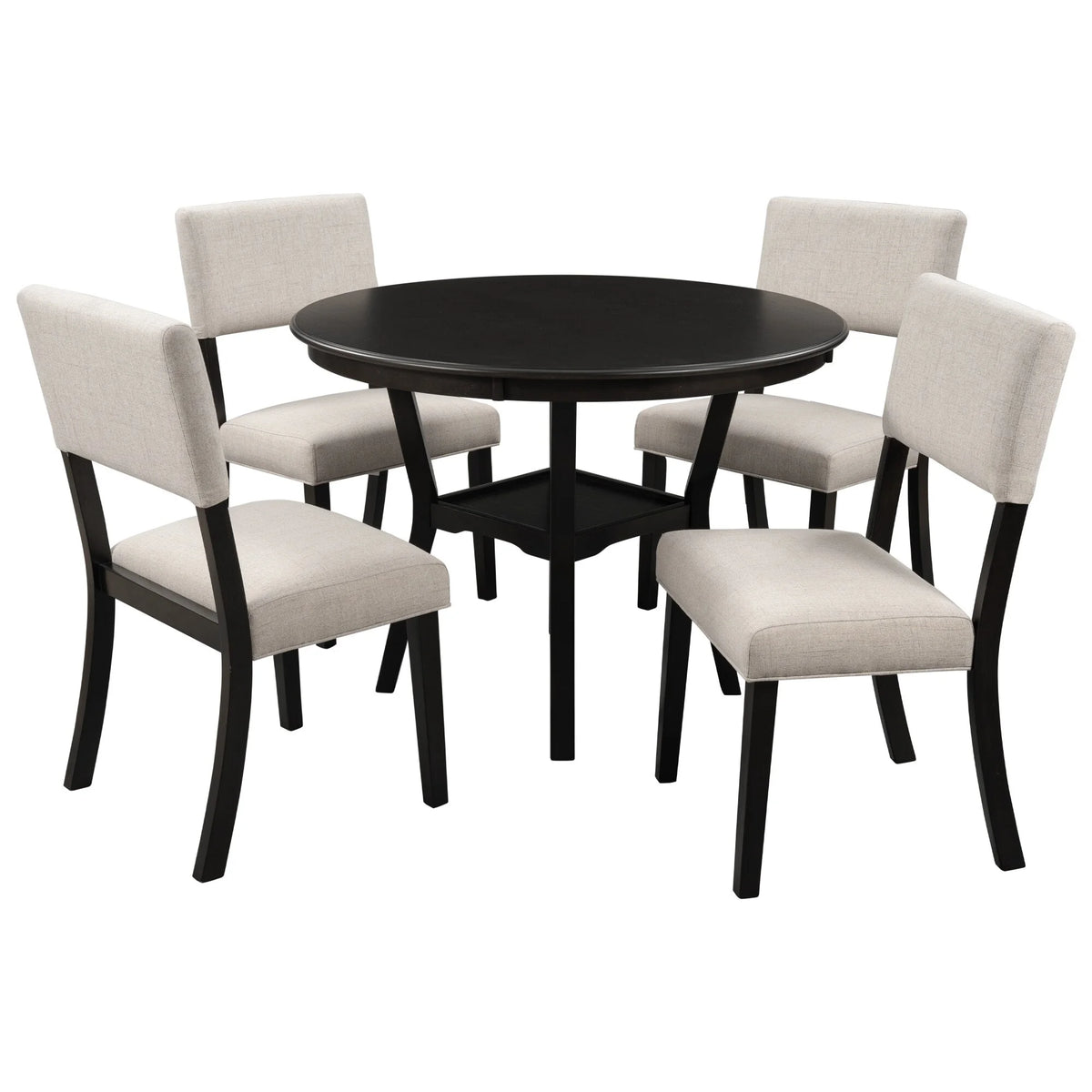 Espresso Round Dining Table Set with 4 Chairs R4644