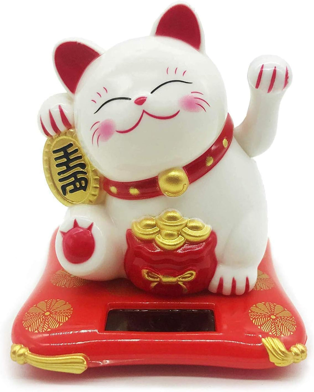 White Mini Solar Powered Cat with Waving Arm Pack of 2 G1618