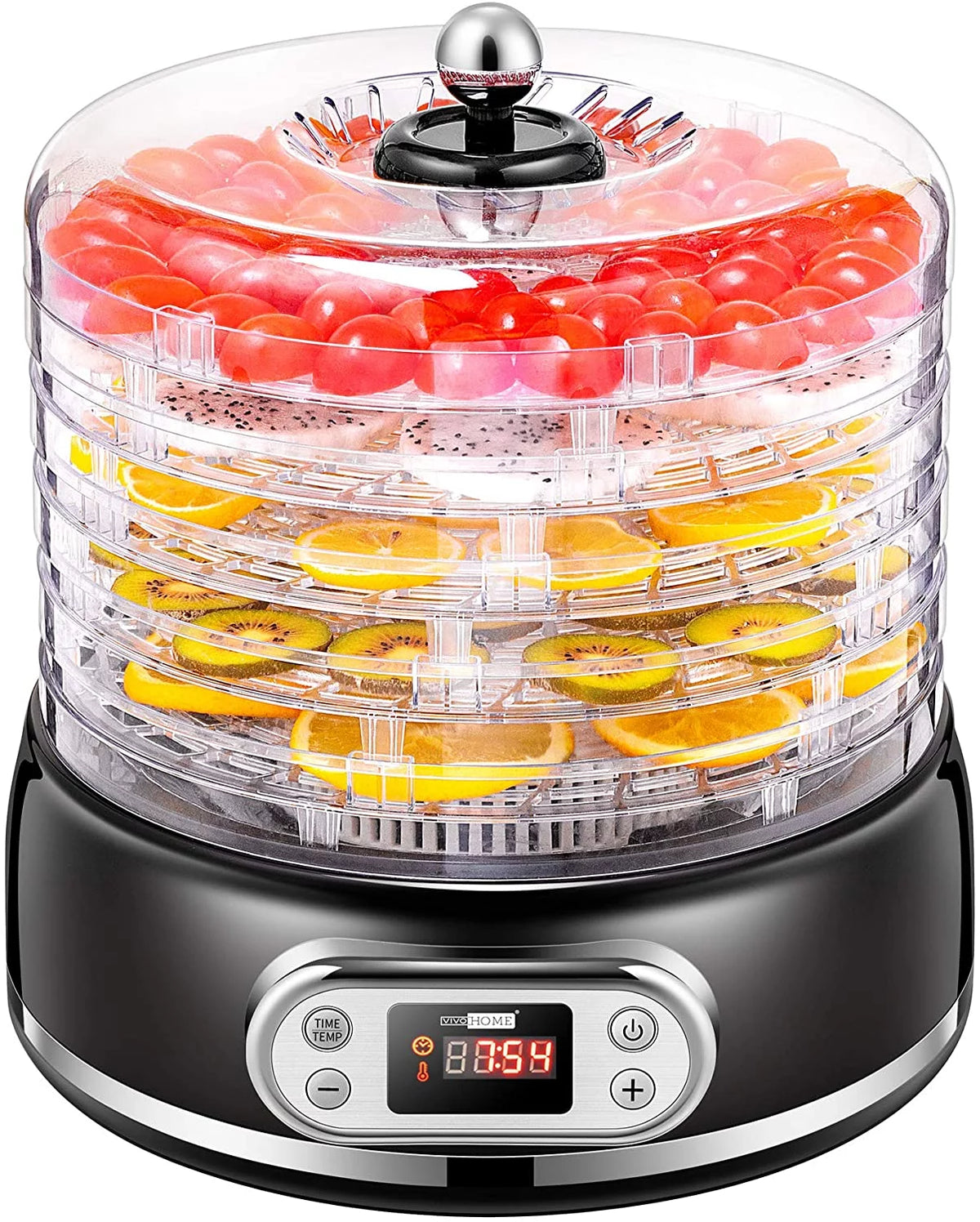 400W 5 Trays Round Food Dehydrator Machine Black F7132