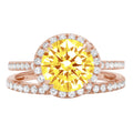 2.56 ct Round Cut Yellow Simulated Diamond 18k Rose Gold Ring Band Set Size 3.5 Y617912