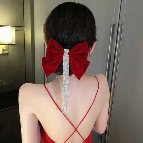 Velvet Rhinestone Bow Claw Hair Clips 2 Pack P635