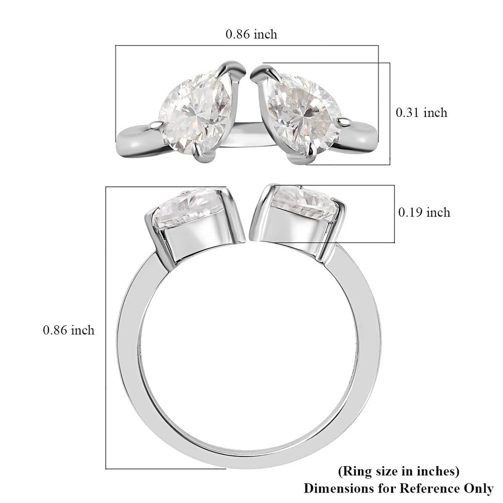 Moissanite Pear 10K White Gold Bypass Openable Tear Drop Ring Size 8 Ct 1.15 Y709398