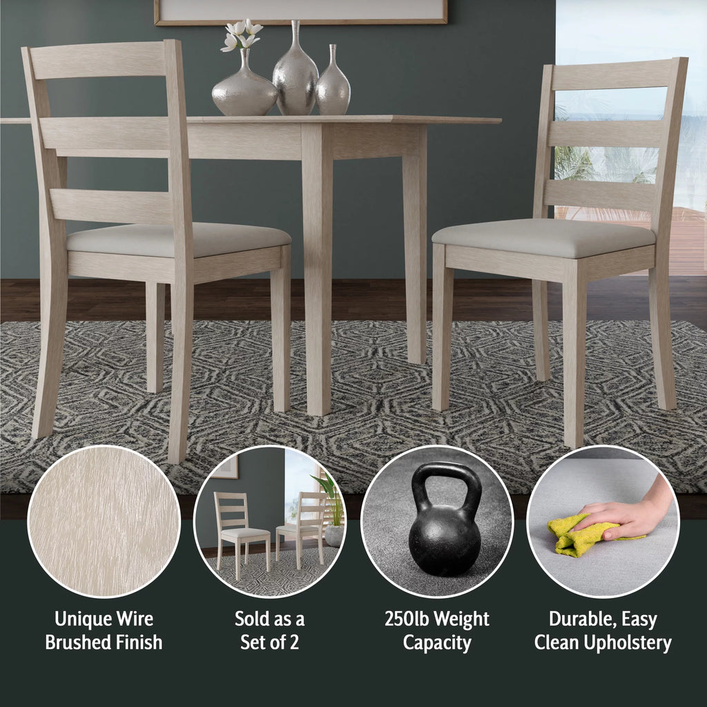 White Wood Ladder Back Dining Chair Set of 2 C671
