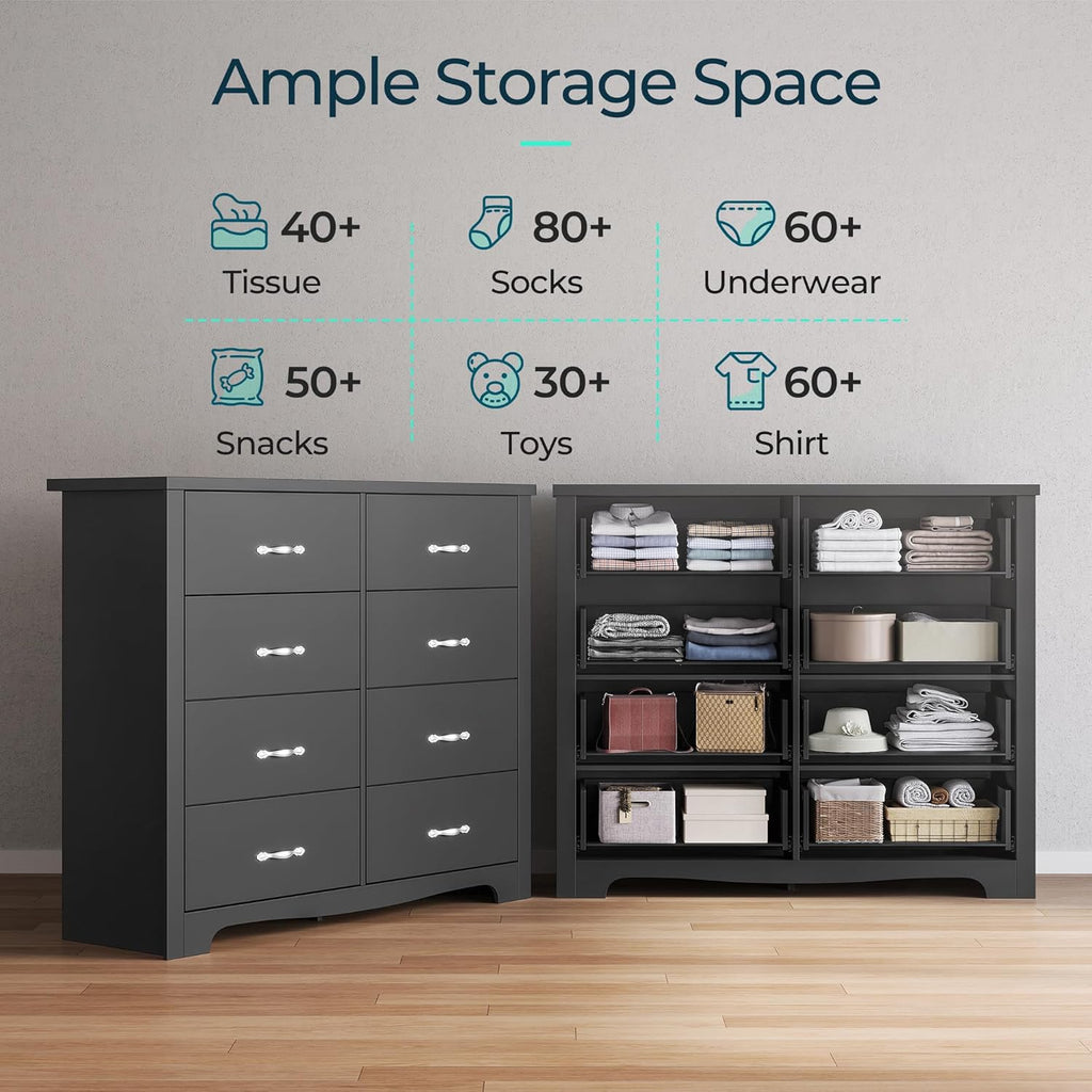 Black 8 Drawer Wood Dresser E95247