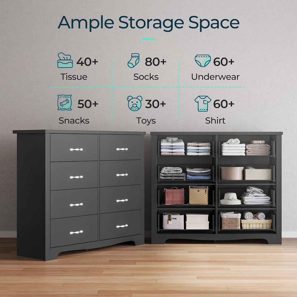 Black 8 Drawer Wood Dresser E95247