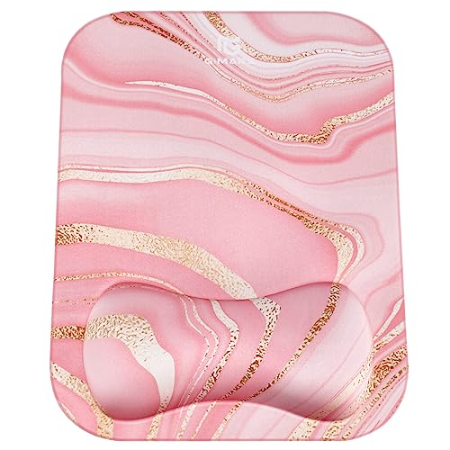 Black Golden Marble Ergonomic Mouse Pad with Wrist Support C4796