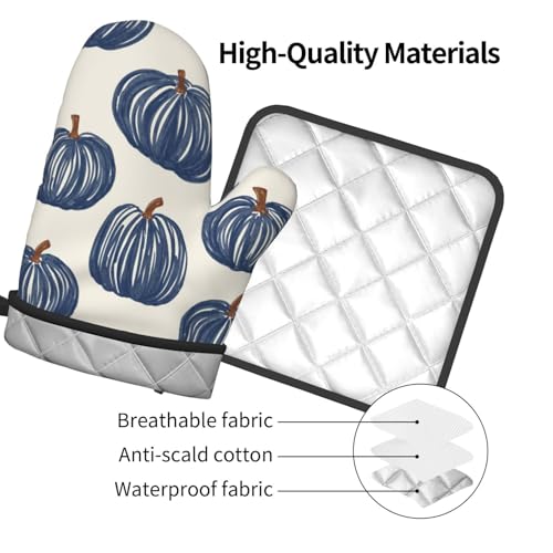 Winter Green Tree Snowflake Oven Mitts and Pot Holders Set Heat Resistant Non Slip Kitchen Gloves Hot Pads 2 Pack Set R153293