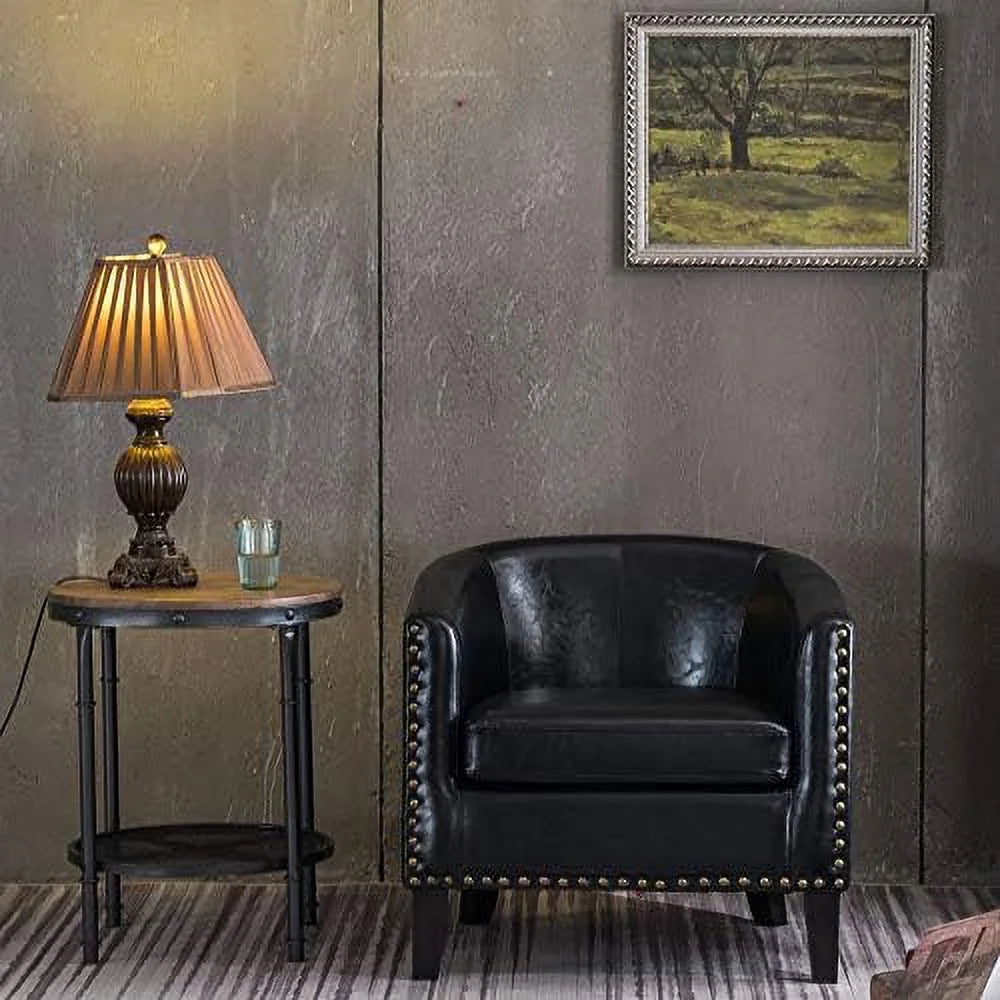 Set of 2 Faux Leather Barrel Chairs S1513