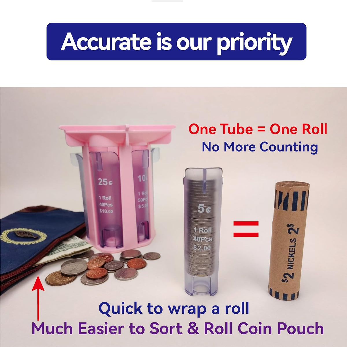 Coin Counter Tube Sorter with Coin Wrappers Z92482