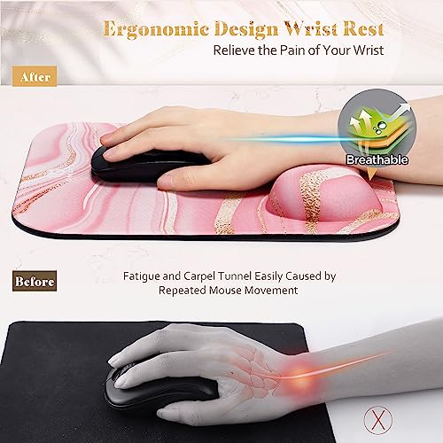Black Golden Marble Ergonomic Mouse Pad with Wrist Support C4796