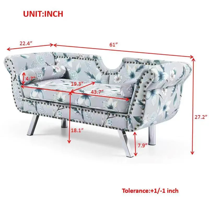 Modern Velvet Loveseat Sofa with Removable Cushion Metal Legs G50370