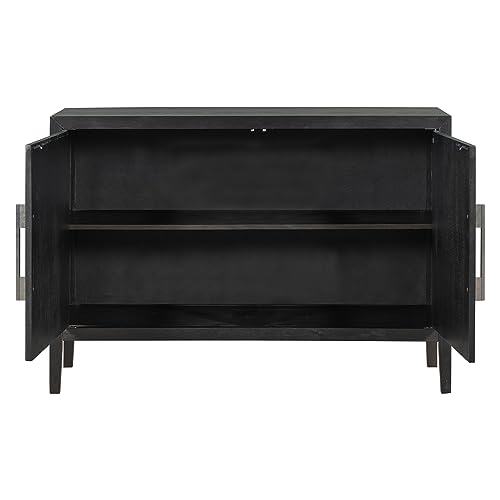 Black Sideboard Storage Cabinet with 4 Doors and Adjustable Shelves L421111