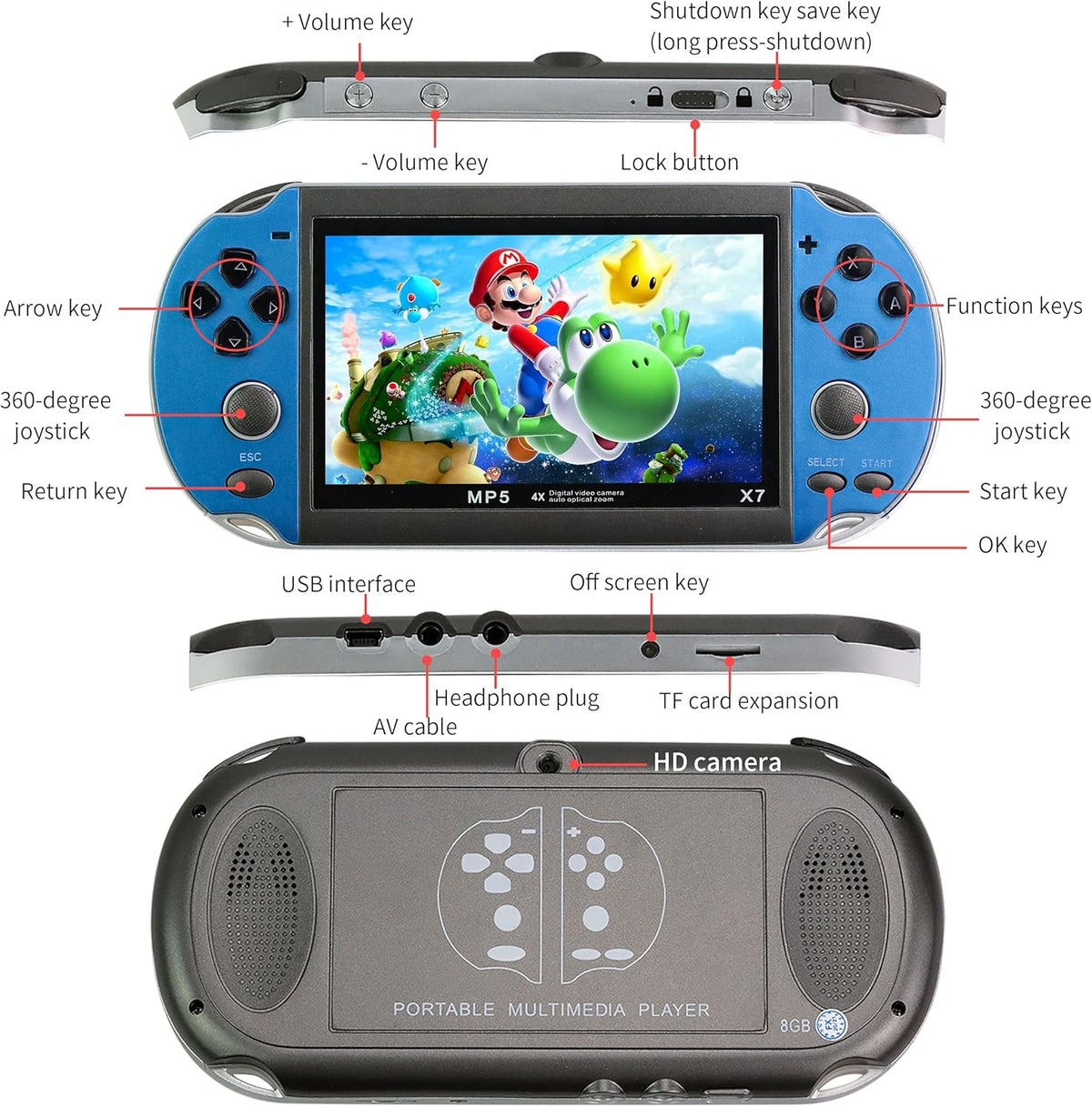 Handheld Game Console 4.3 Inch Screen 8G N669305