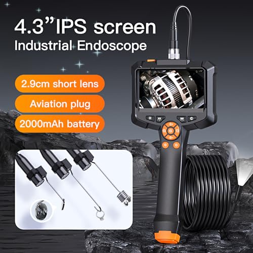 16.4FT Semi-Rigid Cord 1080P HD Industrial Borescope Camera with 8 LED Lights C93683