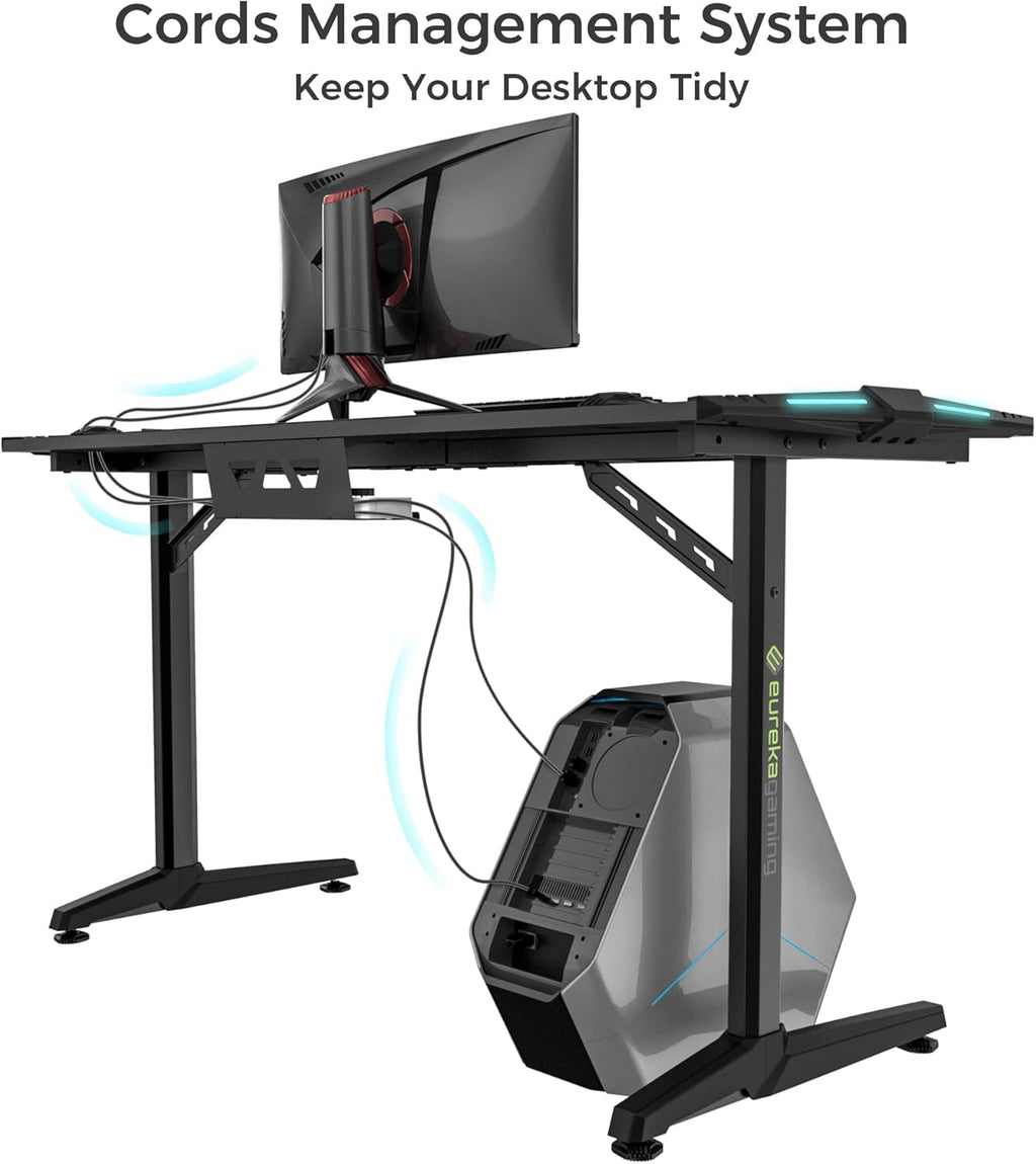 55 Inch Black Gaming Desk with USB Ports Z207621