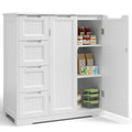 White Storage Cabinet with 4 Drawers & Double Doors Q54184
