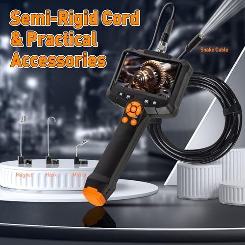 16.4FT Semi-Rigid Cord 1080P HD Industrial Borescope Camera with 8 LED Lights C93683