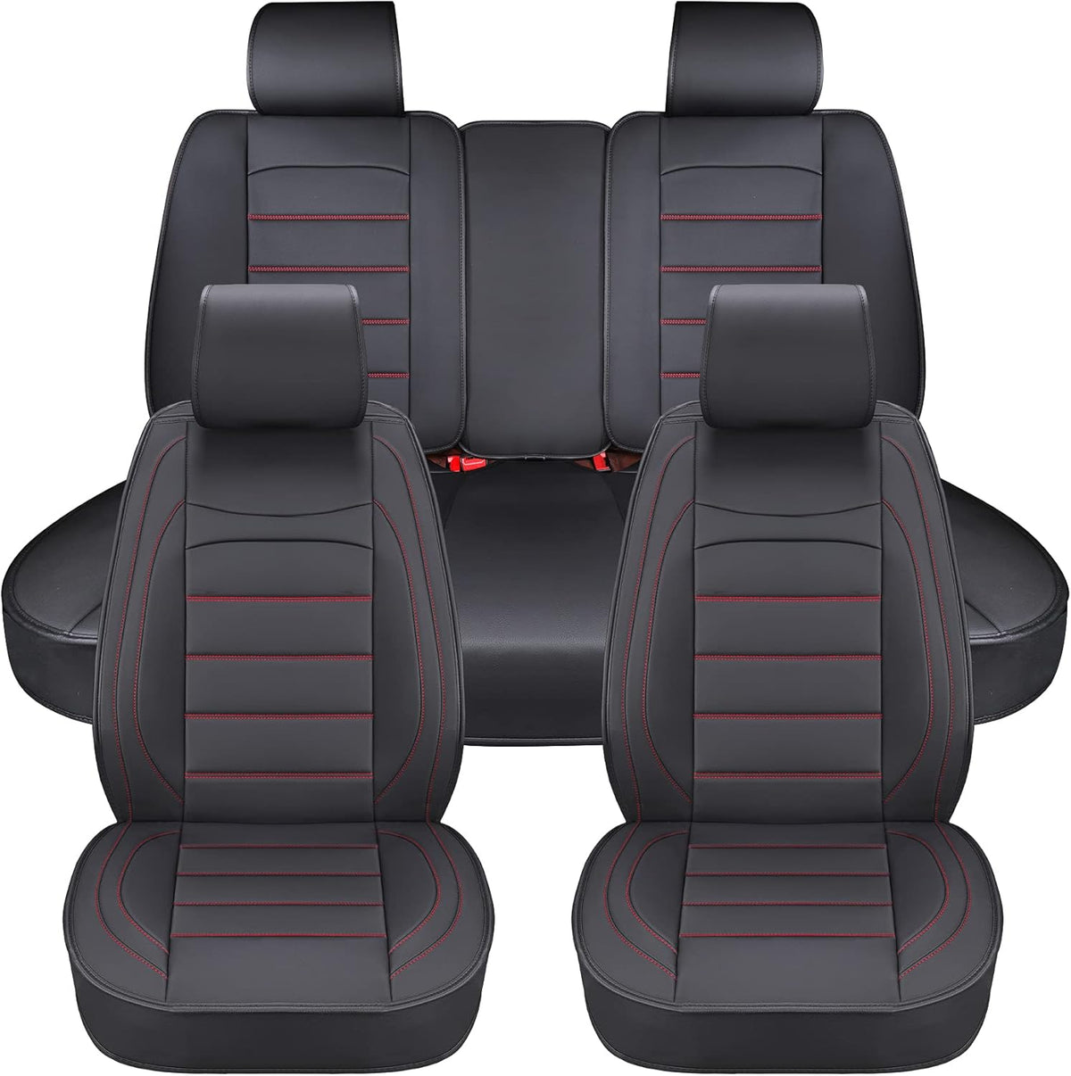 Gray 2Pcs Waterproof Leather Car Seat Covers W72923