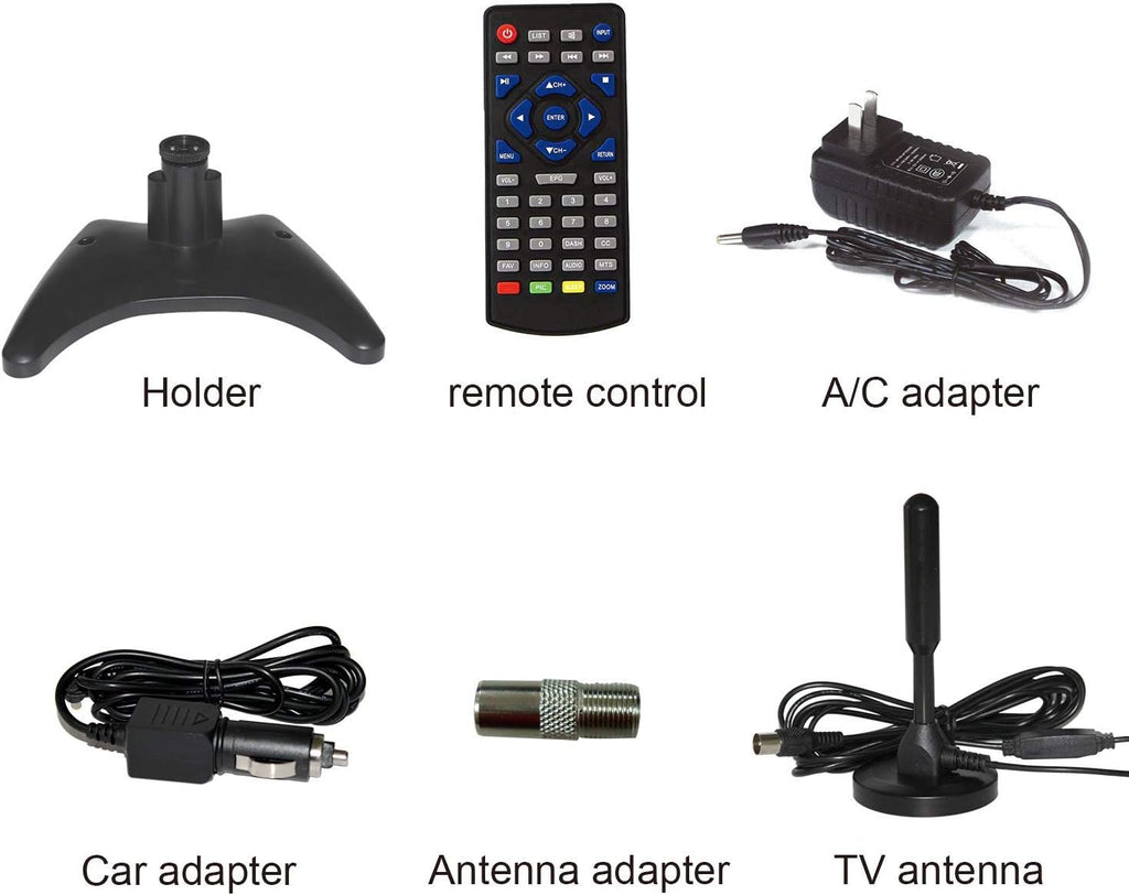 Portable TV with Rechargeable Battery, ATSC Digital Tuner, USB/TF Card Slot C7353