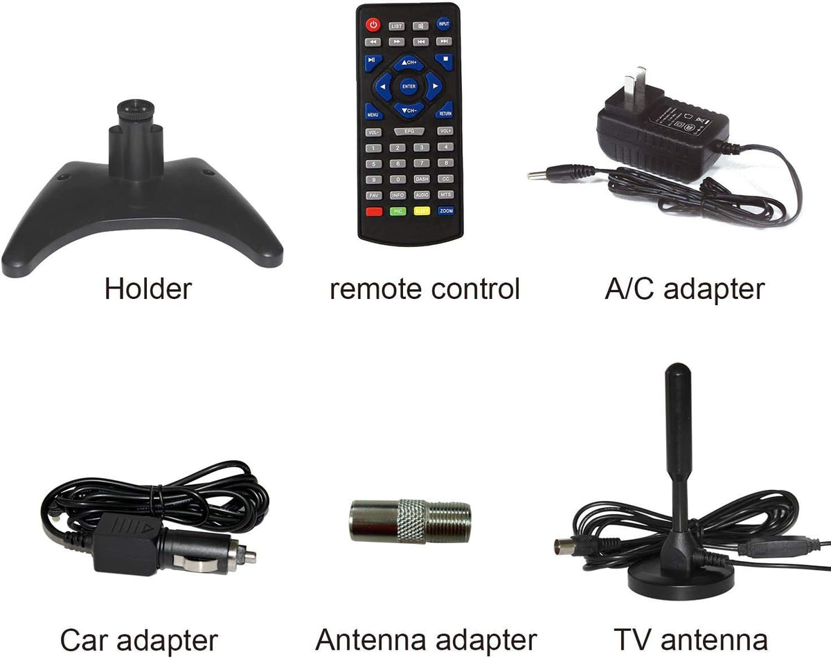 Portable TV with Rechargeable Battery, ATSC Digital Tuner, USB/TF Card Slot C7353