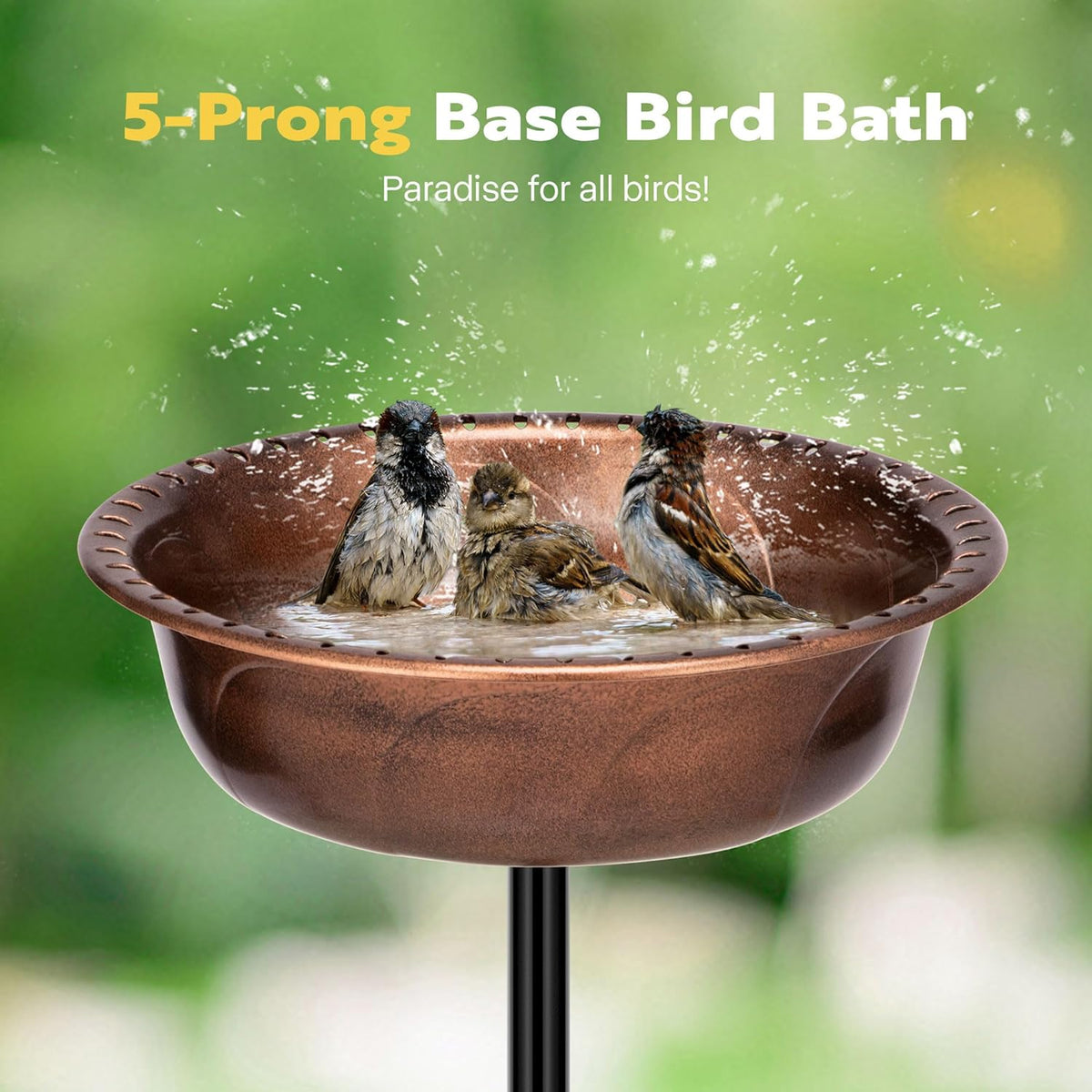 29 Inch Polyresin Bird Bath Bowl with Metal Stake K16423